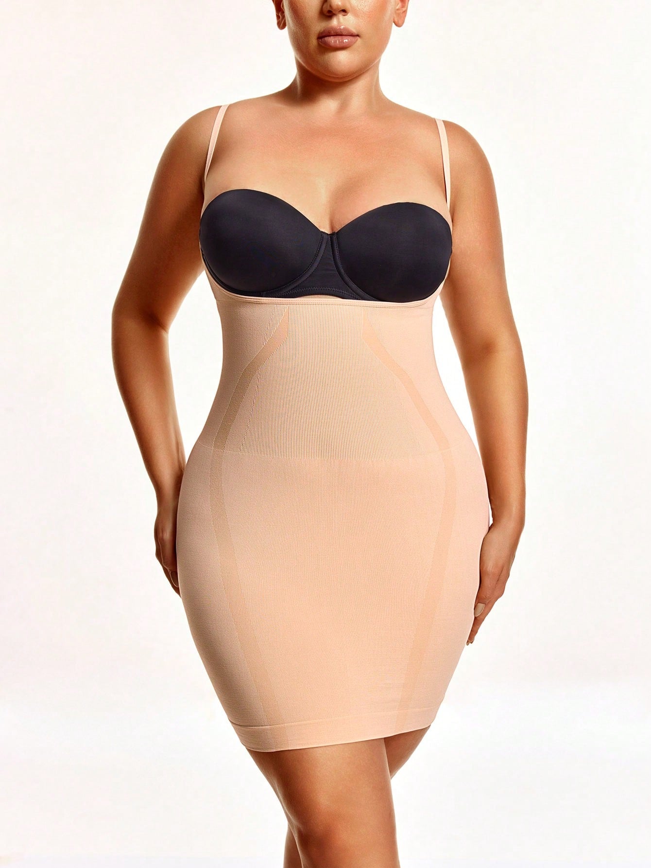 Women's Firm Control Full Coverage Shapewear Dress - Open-Bust Design With Adjustable Straps