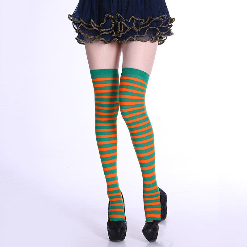 Rainbow Colorful Striped Stockings For Halloween Party
