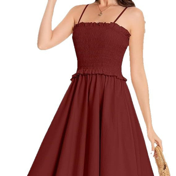 New French-style Elegant And Fashionable Strap Waist-cinching Dress