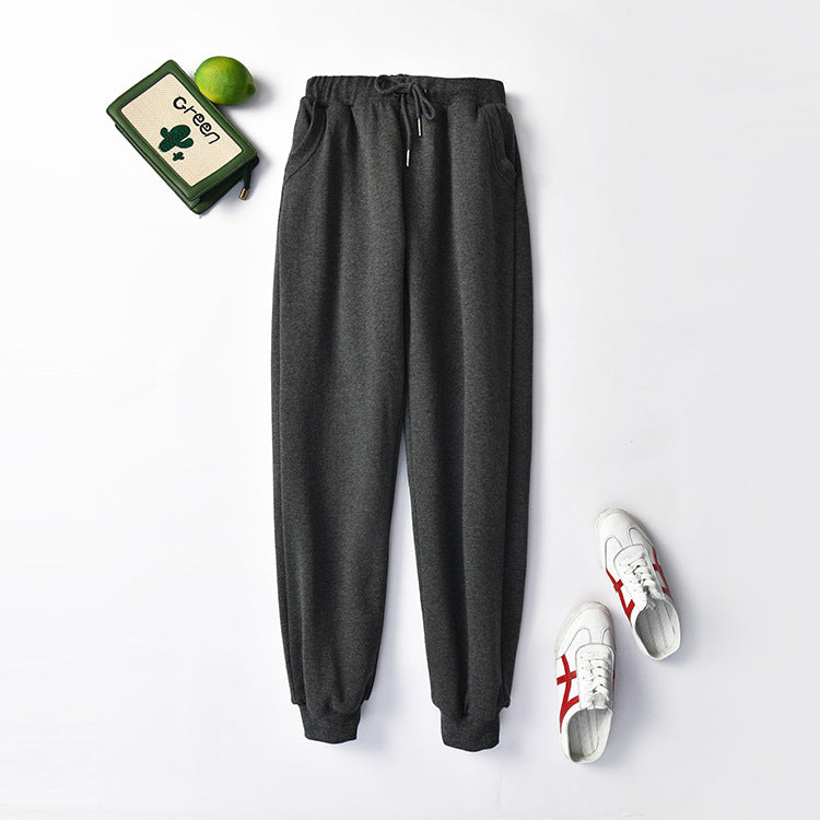 Large Size High Waist Loose Sports and Leisure Plus Fat Lamb Wool Trousers