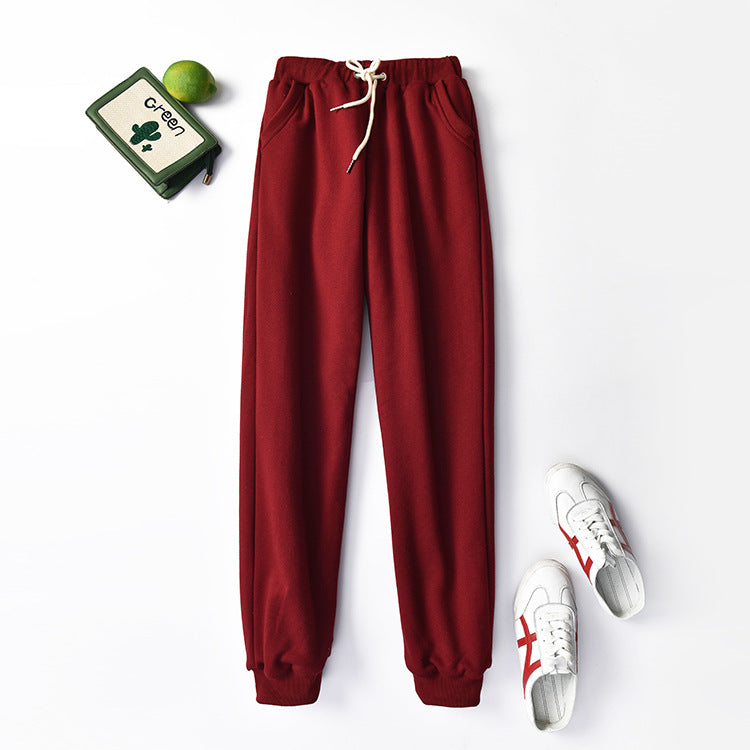 Large Size High Waist Loose Sports and Leisure Plus Fat Lamb Wool Trousers