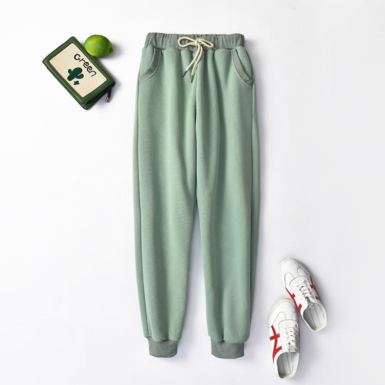 Large Size High Waist Loose Sports and Leisure Plus Fat Lamb Wool Trousers