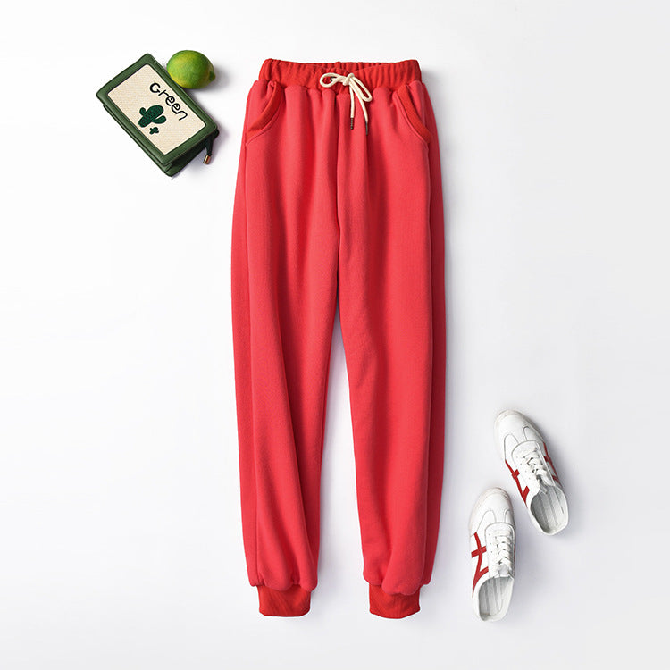 Large Size High Waist Loose Sports and Leisure Plus Fat Lamb Wool Trousers