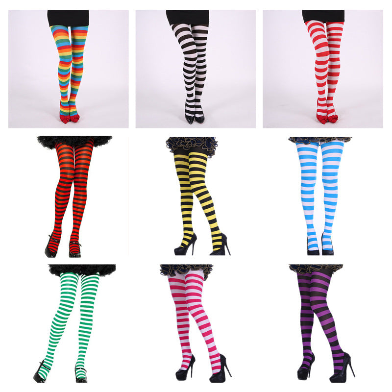 Party Costume Props Striped Pantyhose Halloween Christmas Pantyhose Stockings