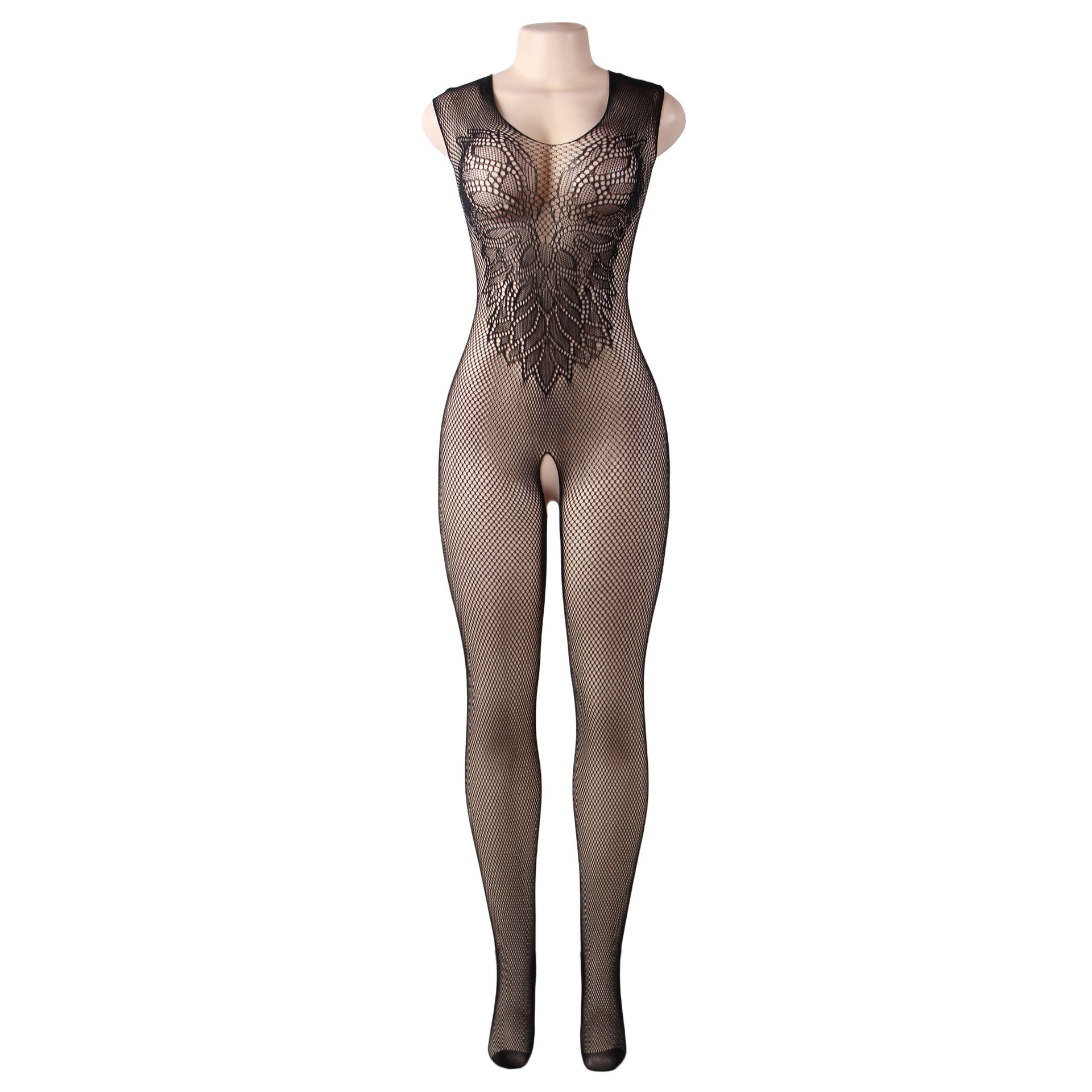 Jacquard Sexy Lingerie Temptation Ladies Transparent Hollow Vest-Style One-Piece Fishnet Stockings Net Shirt
