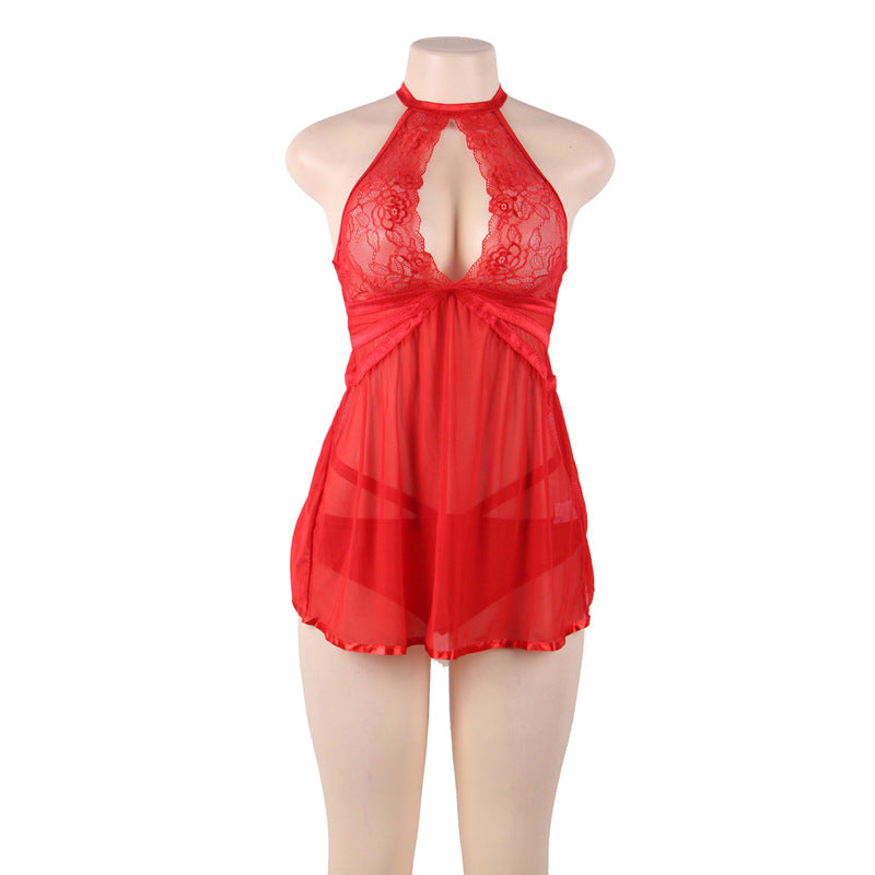 Oversized Sexy Lingerie Sexy Halter Suspender Nightdress