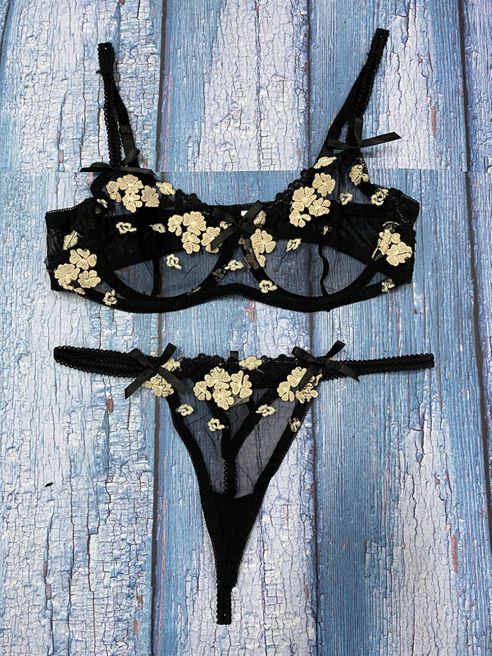 Sexy Lingerie Set Three-Dimensional Flower Embroidery Midsummer AliExpress New Sexy Female