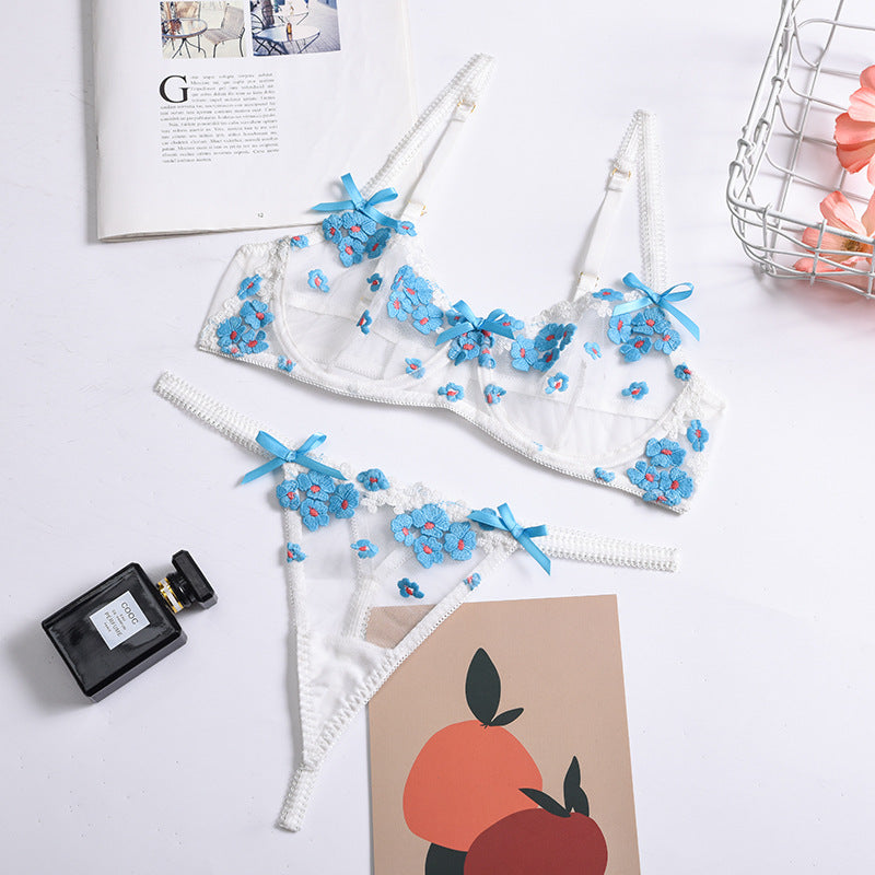 Sexy Lingerie Set Three-Dimensional Flower Embroidery Midsummer AliExpress New Sexy Female