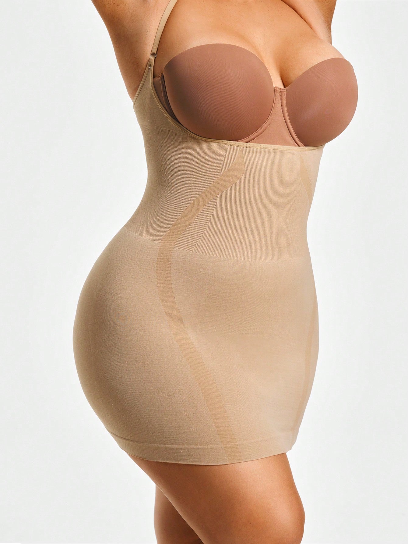 Women's Firm Control Full Coverage Shapewear Dress - Open-Bust Design With Adjustable Straps