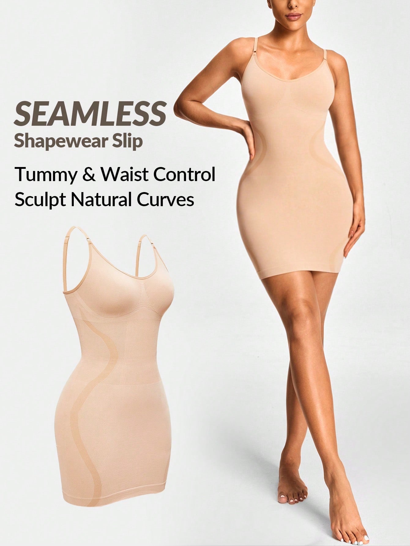 Seamless Shapewear Slip Dress - Tummy & Waist Control With Natural Curve Sculpting