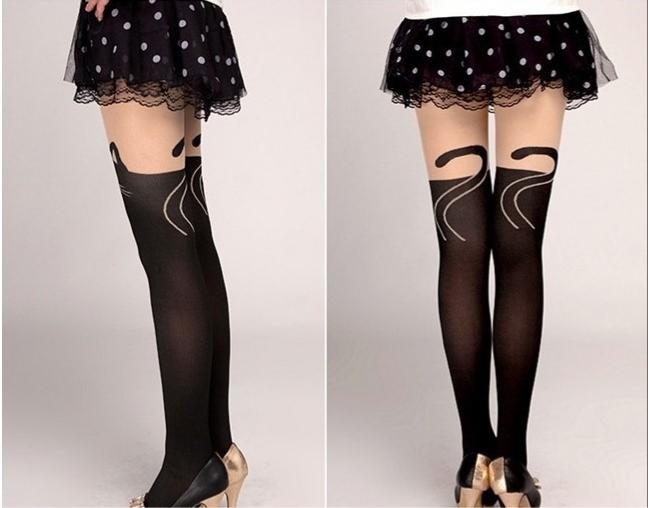 Harajuku Fake High Tube Cute Cat Pantyhose