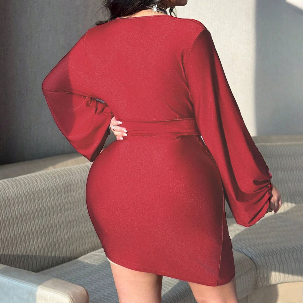 V-neck Summer High-waisted Sheath Cocktail Dress