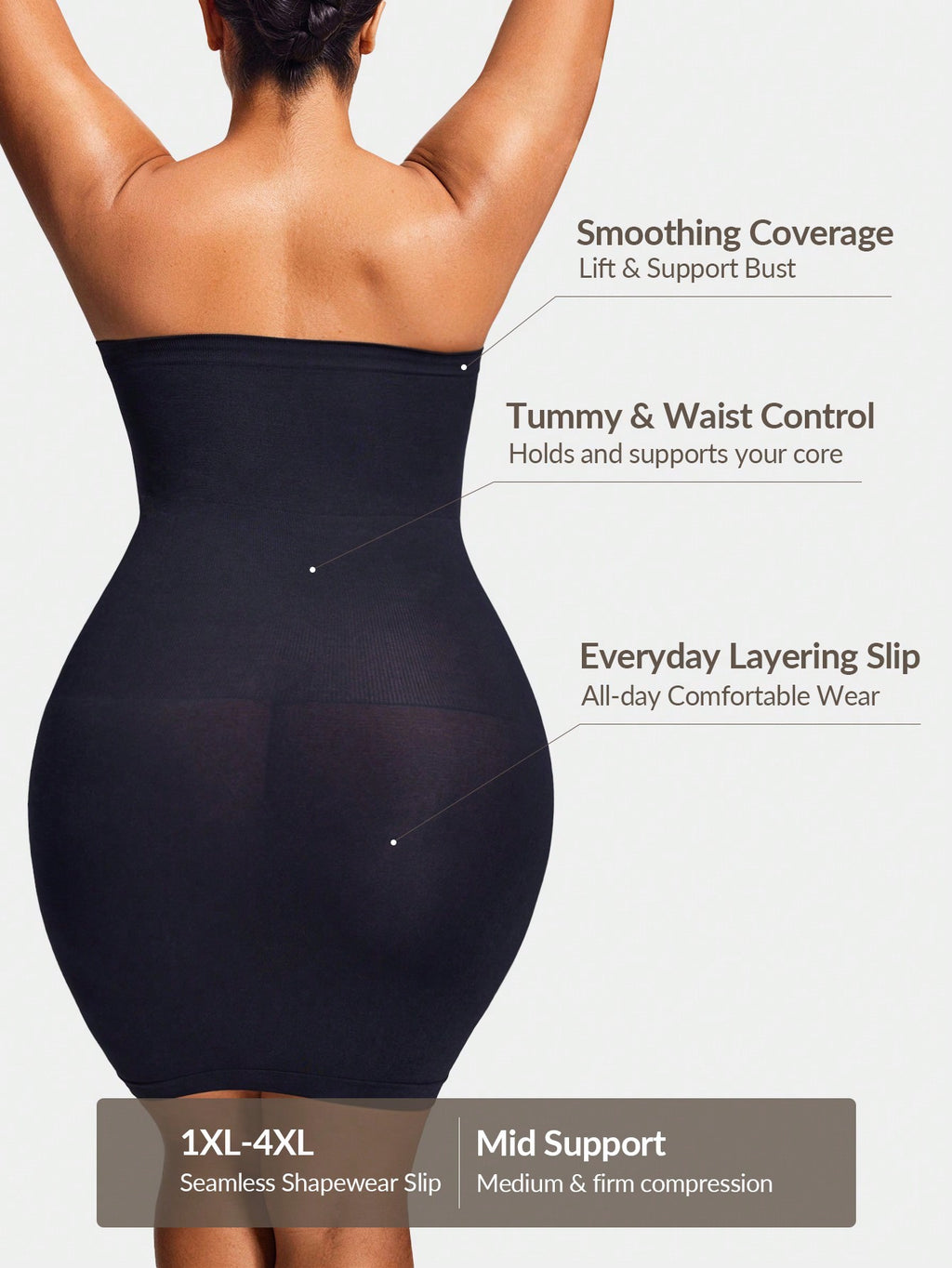 Strapless Full Body Shapewear Dress - Bust Lift, Tummy Control & Natural Butt Enhancement