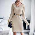 Womens Casual Versatile And Simple Lace Sweater Dress