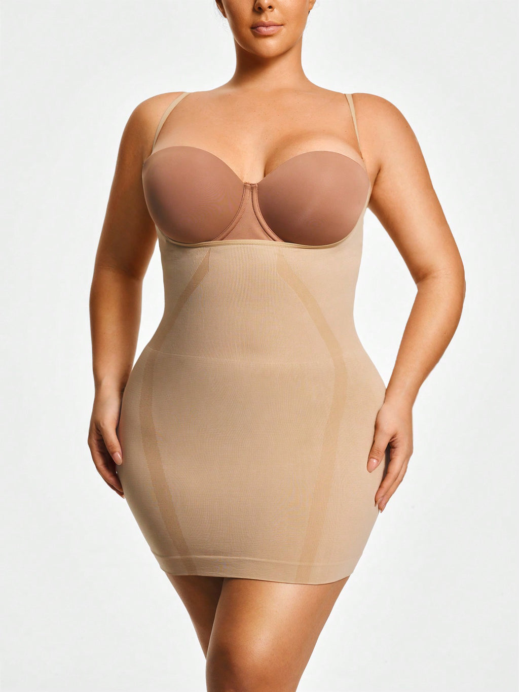 Women's Firm Control Full Coverage Shapewear Dress - Open-Bust Design With Adjustable Straps