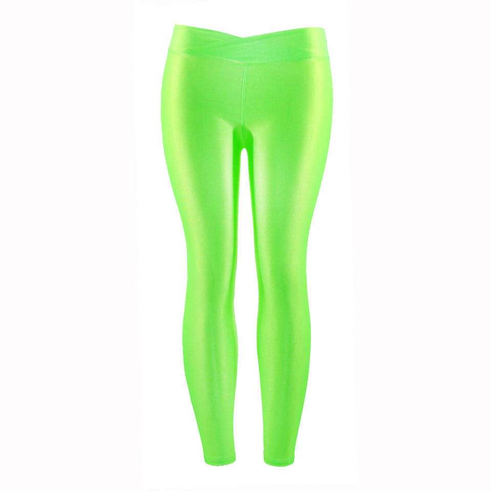 Summer New Low Waist Stretch slim gloss trousers thin candy color nine-point underpants for women wearing fluorescent pants