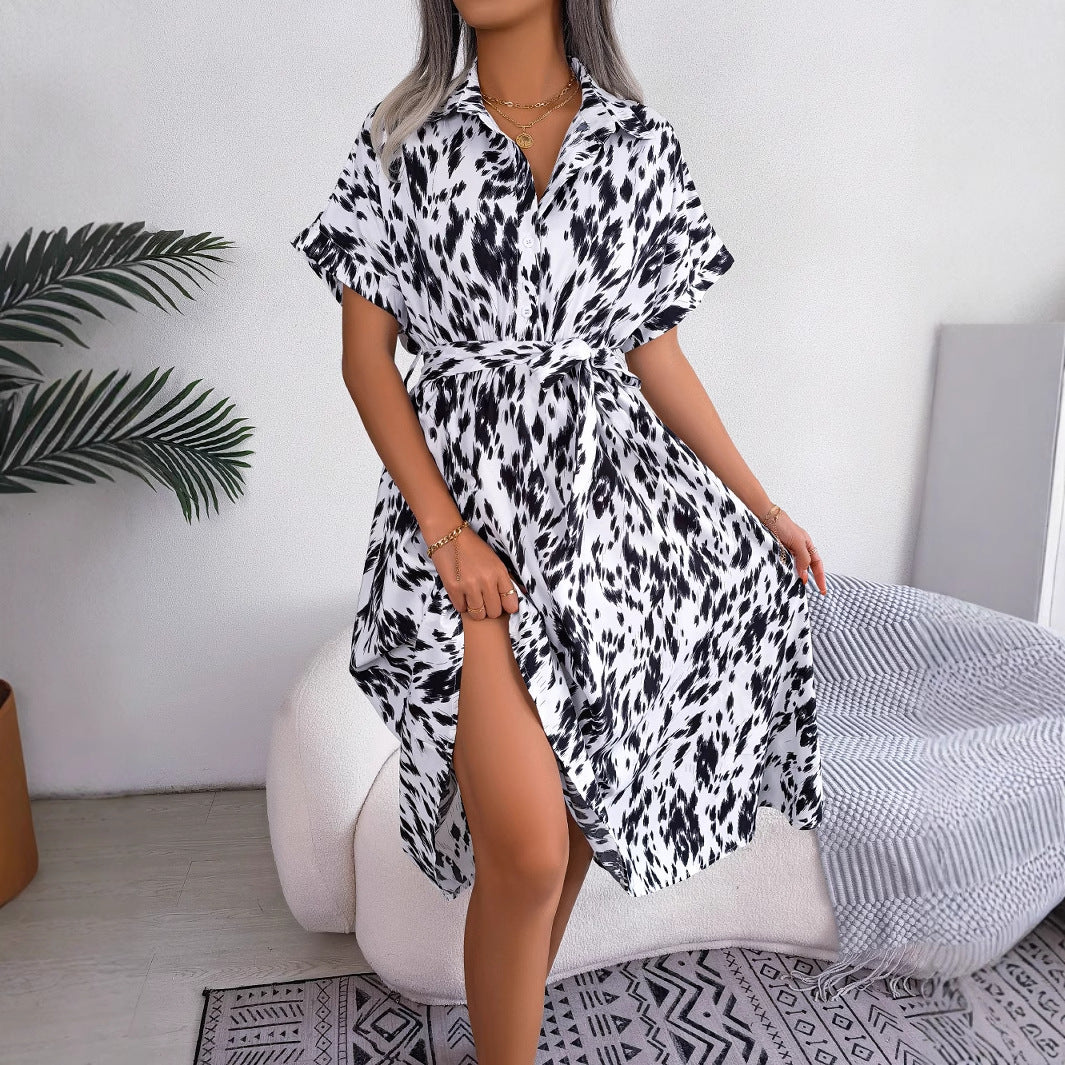 V-neck Bohemian Long Short-sleeve Dress