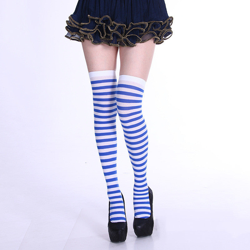Rainbow Colorful Striped Stockings For Halloween Party
