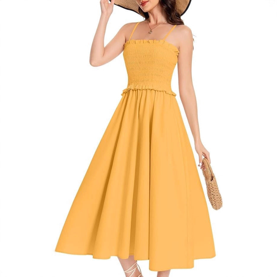 New French-style Elegant And Fashionable Strap Waist-cinching Dress