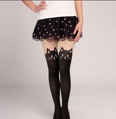 Harajuku Fake High Tube Cute Cat Pantyhose