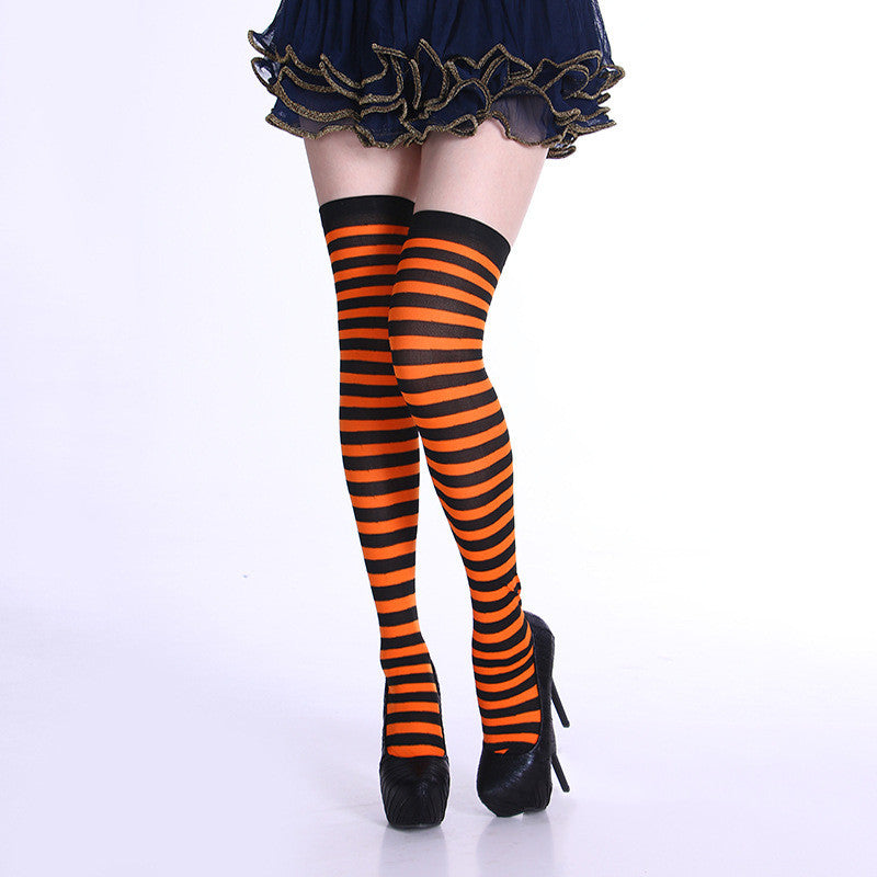 Rainbow Colorful Striped Stockings For Halloween Party