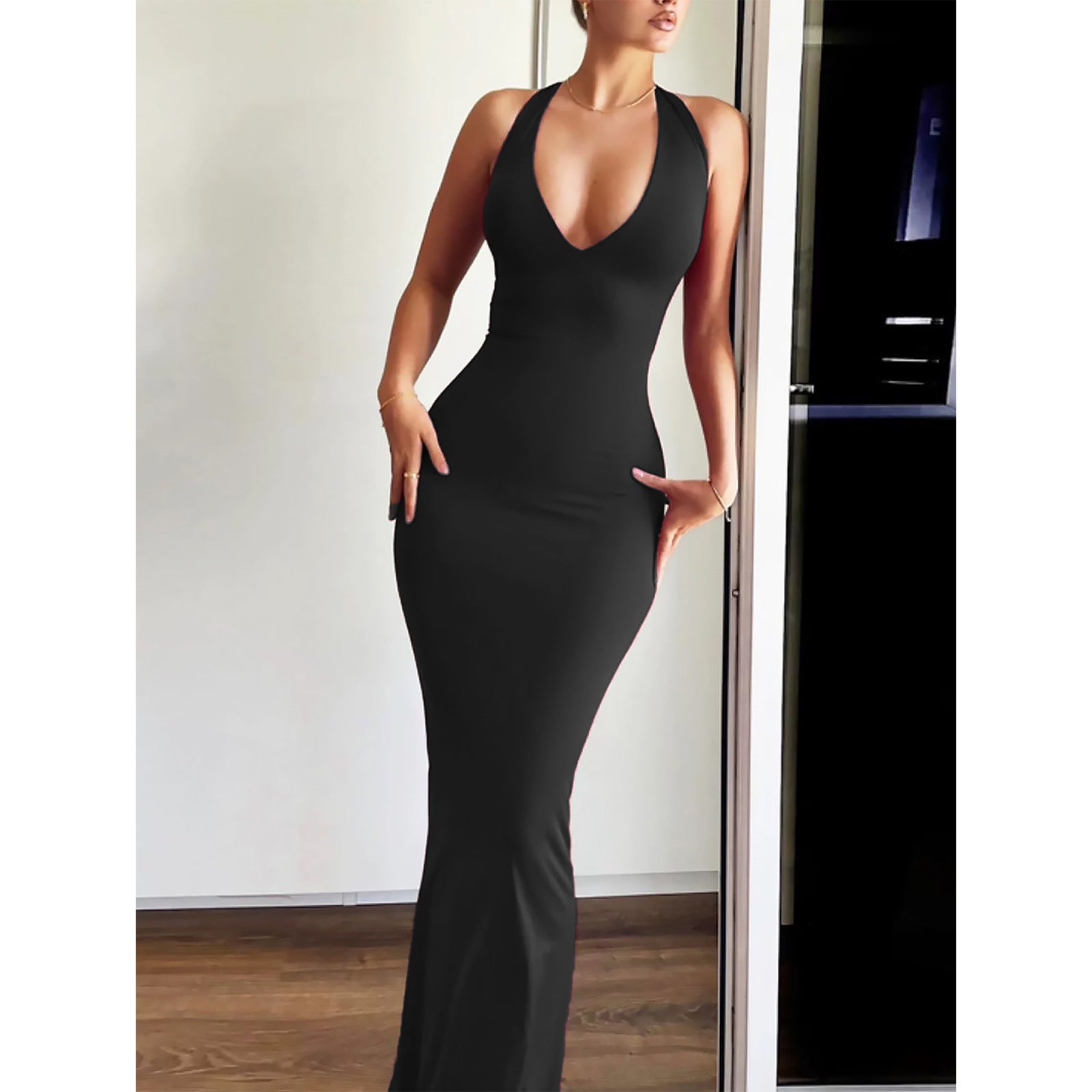 SpringSummer Halter Bodycon Dress One-Piece