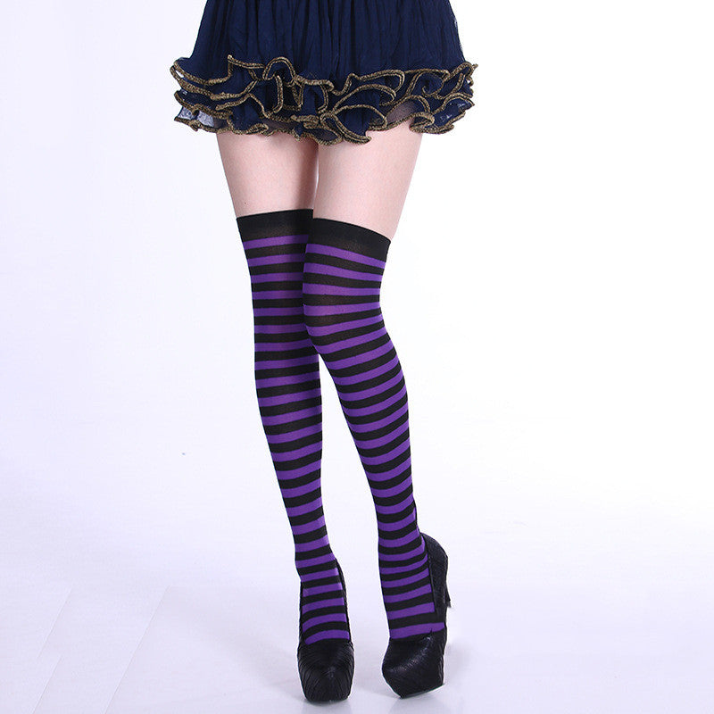 Rainbow Colorful Striped Stockings For Halloween Party