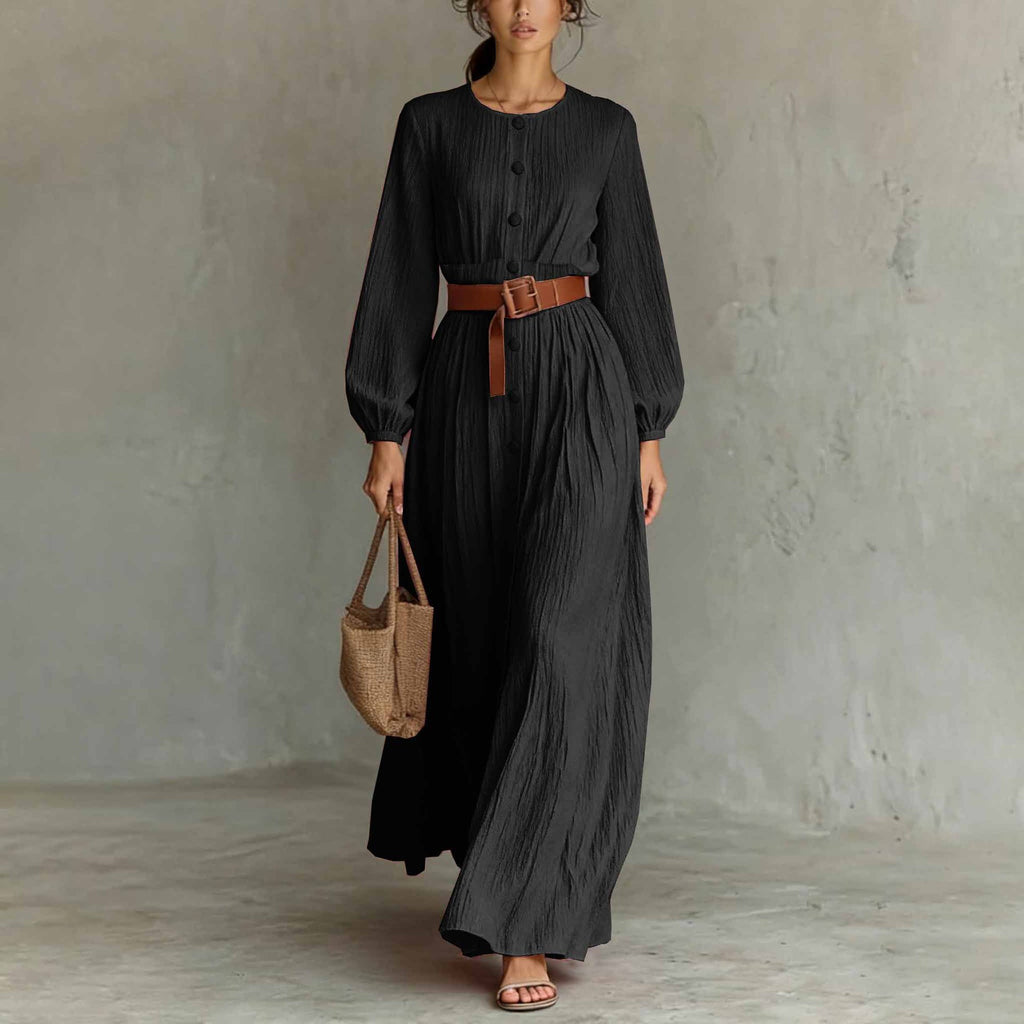 Elegant Long-sleeve Button-up Dressbestseller