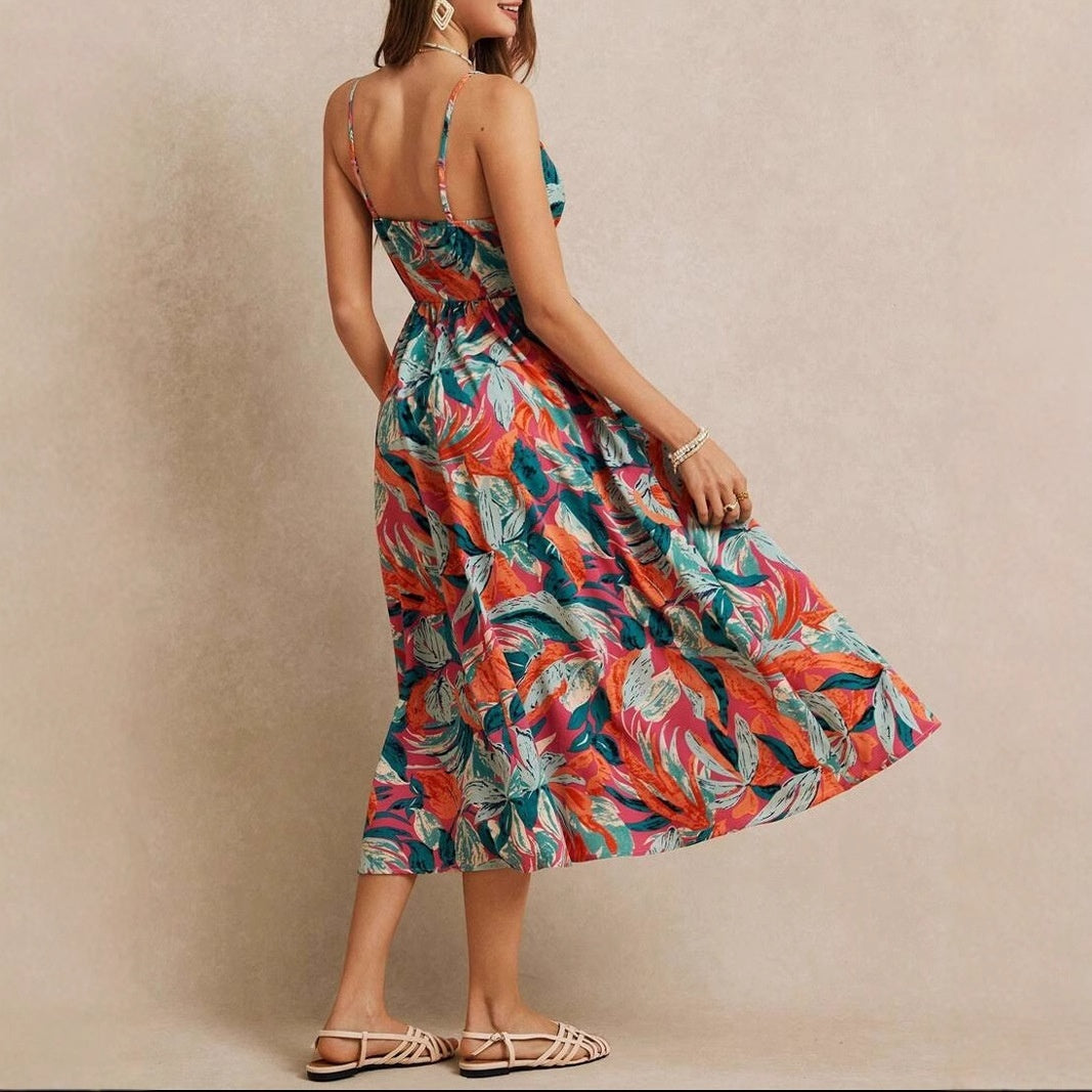 Womens Slimming Tropical Print Bodycon Dress