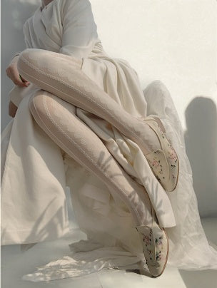 Lace white pantyhose