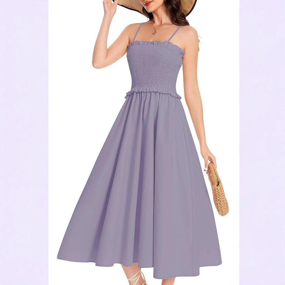 New French-style Elegant And Fashionable Strap Waist-cinching Dress