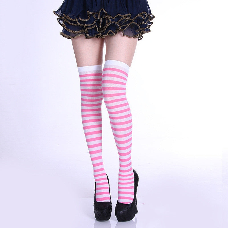 Rainbow Colorful Striped Stockings For Halloween Party