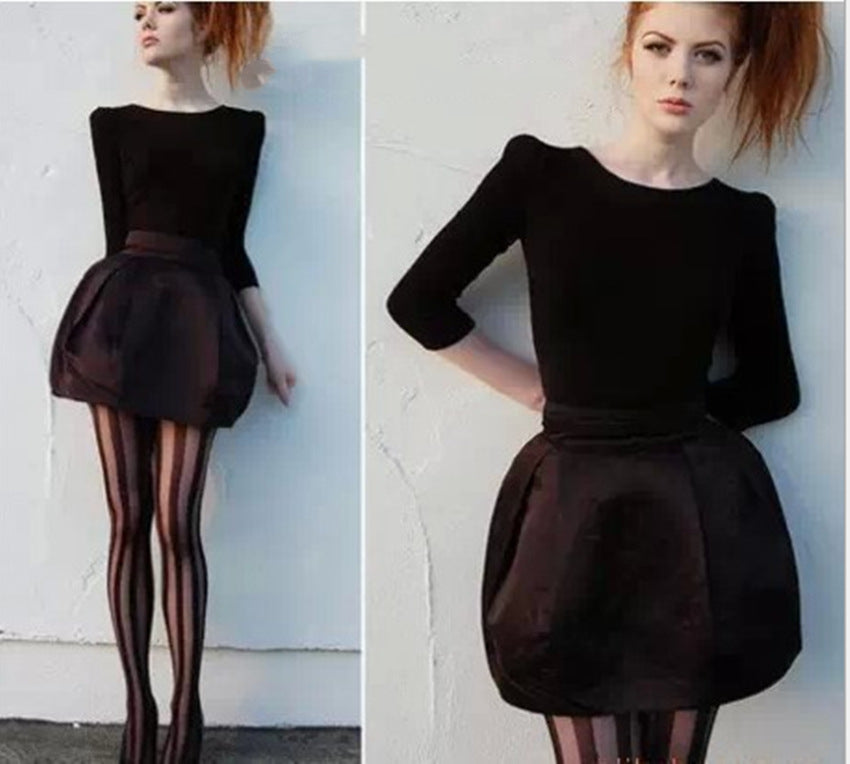 Striped Personality Cross Strap Fashion Pantyhose