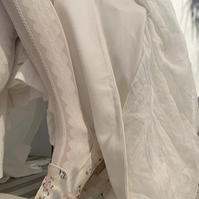 Lace white pantyhose