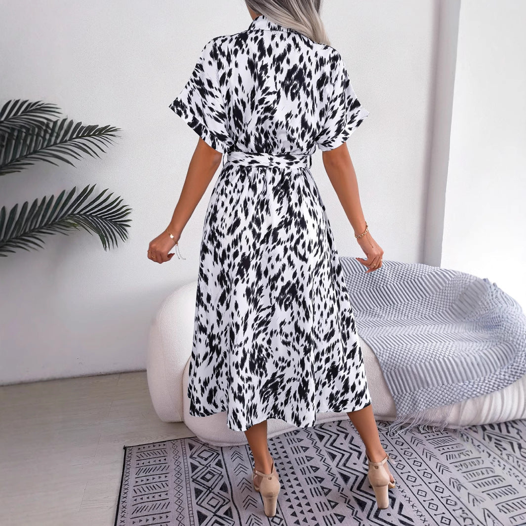 V-neck Bohemian Long Short-sleeve Dress