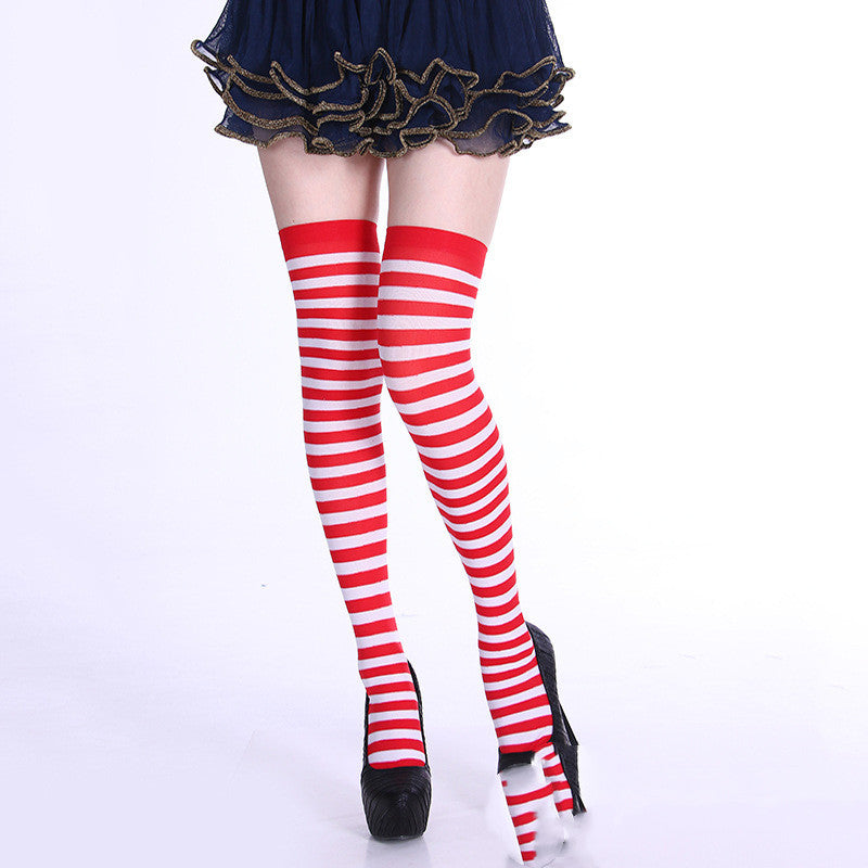 Rainbow Colorful Striped Stockings For Halloween Party