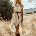 Women's Sleeveless Lace Floral Hollow Out Dress - Elegant Boho Beach Wedding & Evening Party Dress