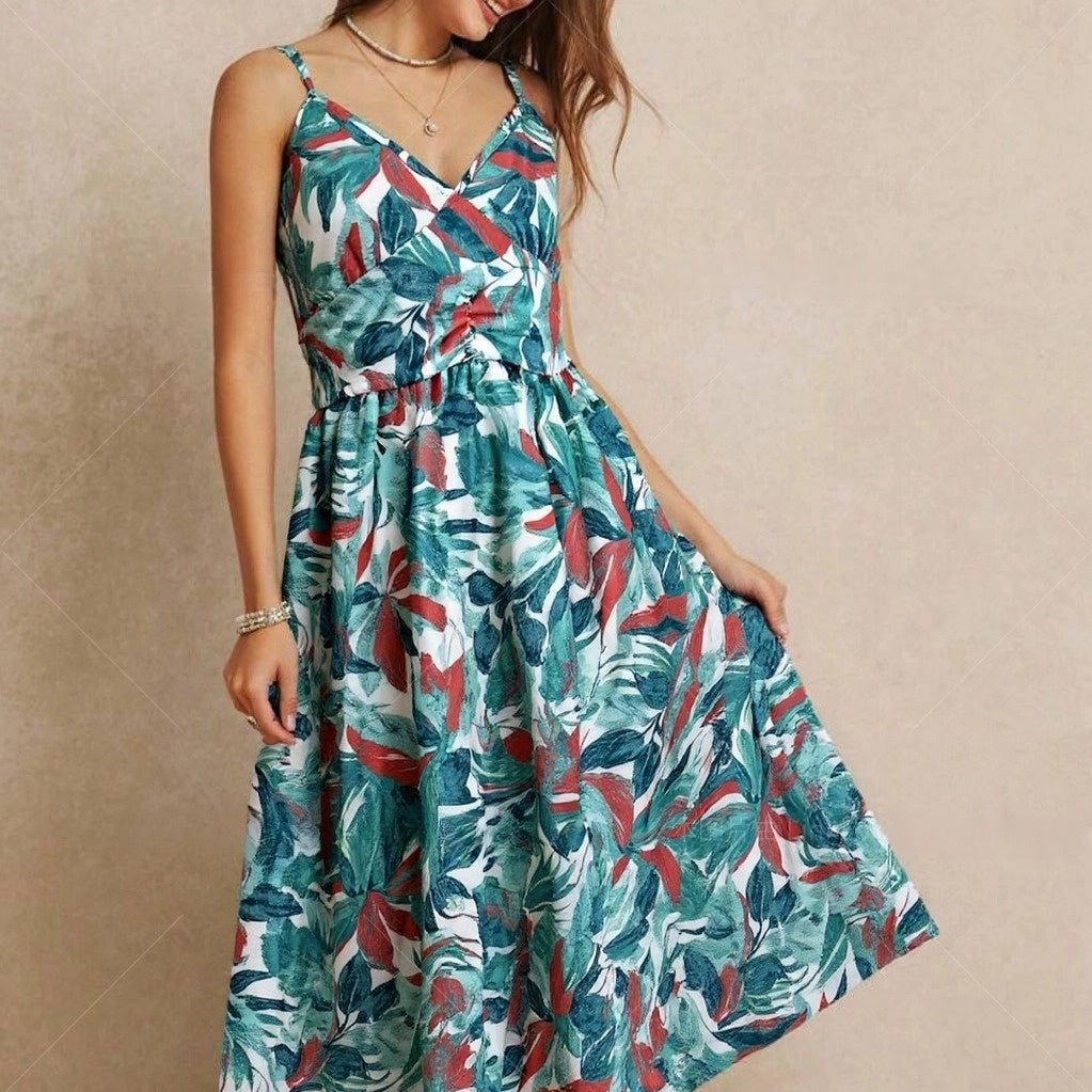 Womens Slimming Tropical Print Bodycon Dress