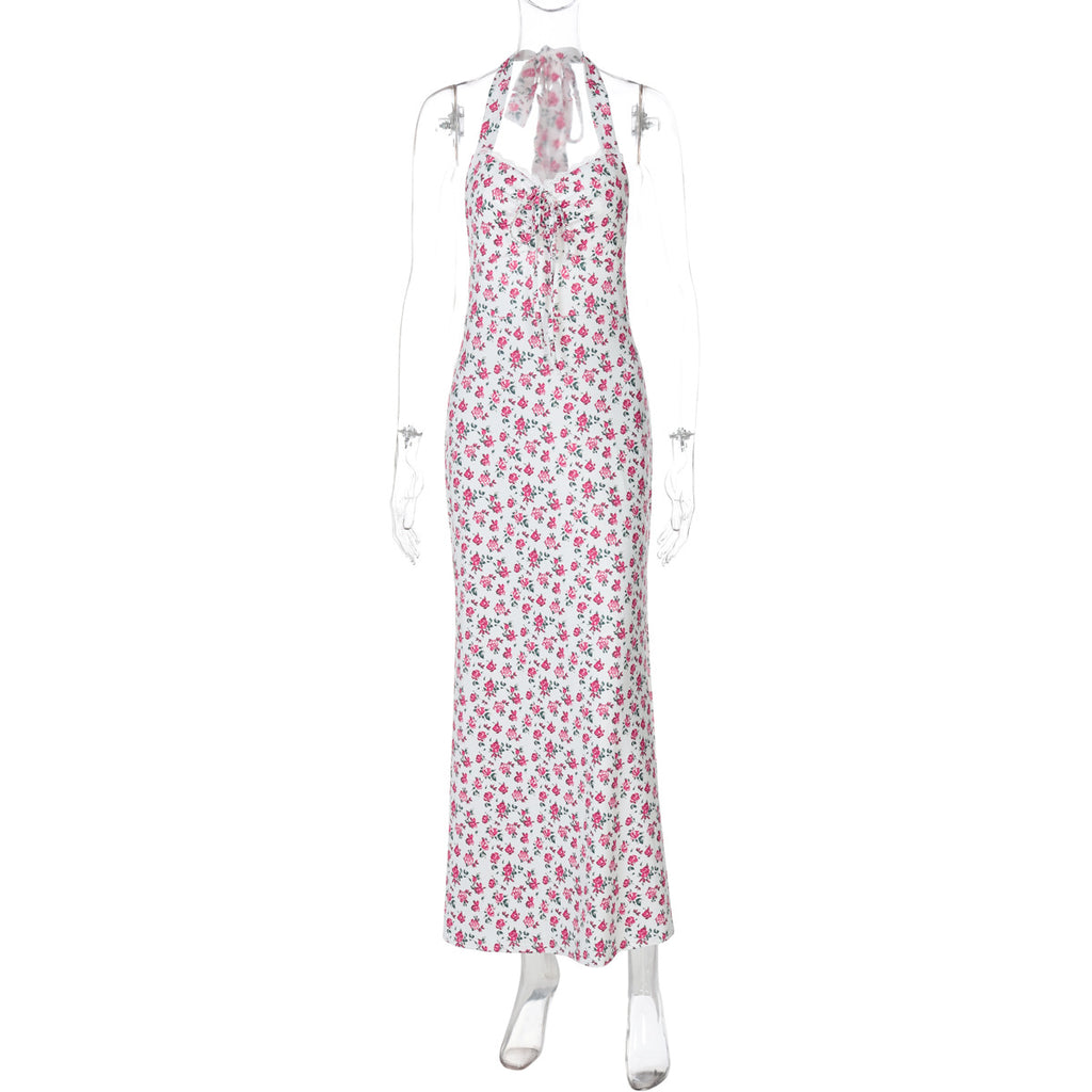 New Stylish Halterneck Sleeveless Mid-length Split Dress