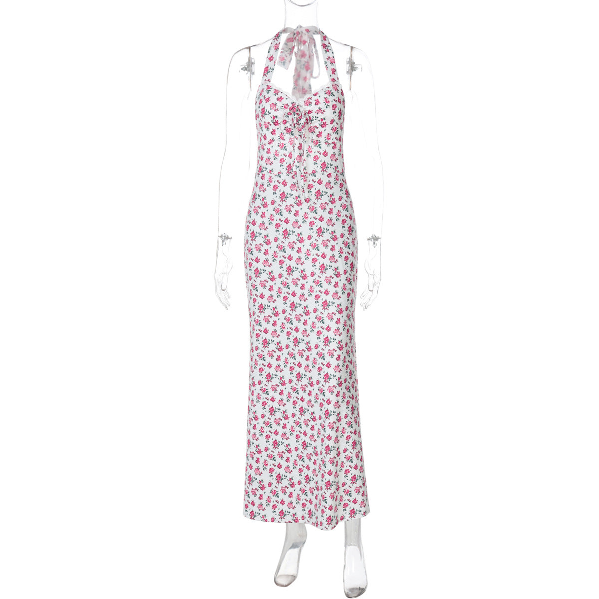 New Stylish Halterneck Sleeveless Mid-length Split Dress