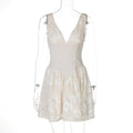 Solid-color Deep-V Back-strap Slimming Slip Dress With A Cinched Waist