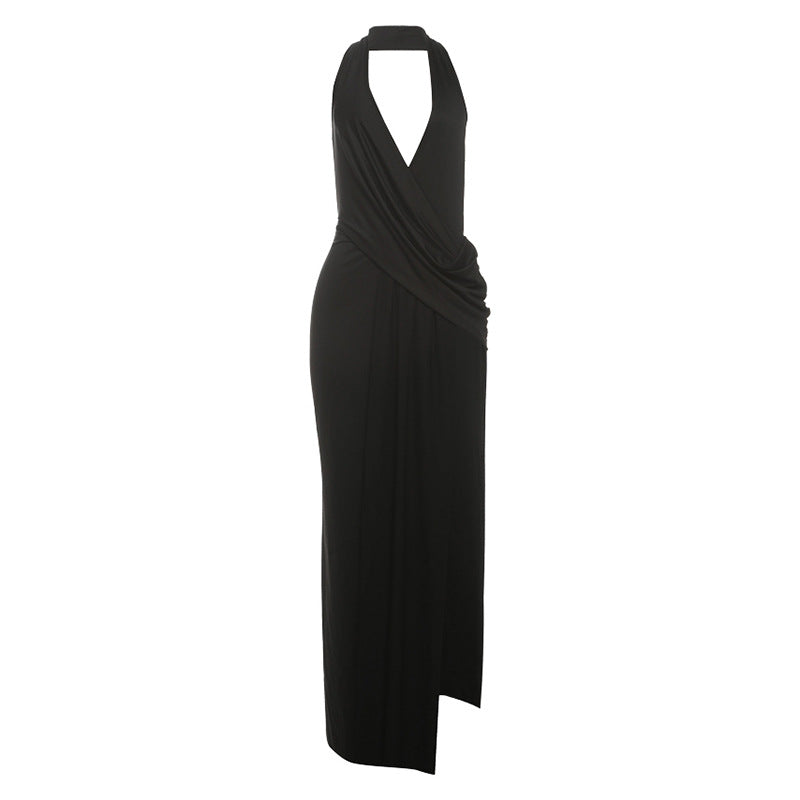 Strapless Backless Deep-V-neck Sexy Slit Dress