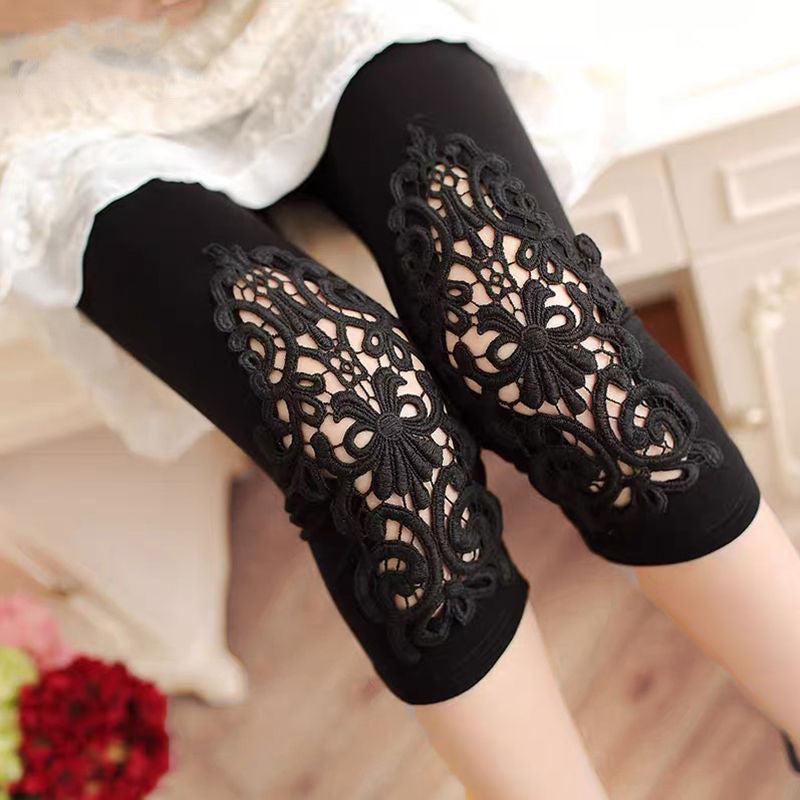 Women's Stretch Slim Fit Slim Hollow Lace Leggings