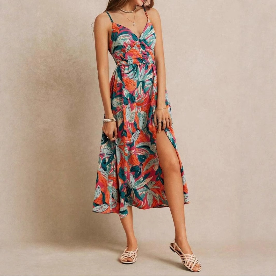 Womens Slimming Tropical Print Bodycon Dress