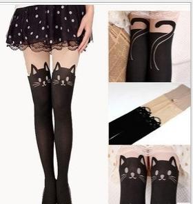Harajuku Fake High Tube Cute Cat Pantyhose