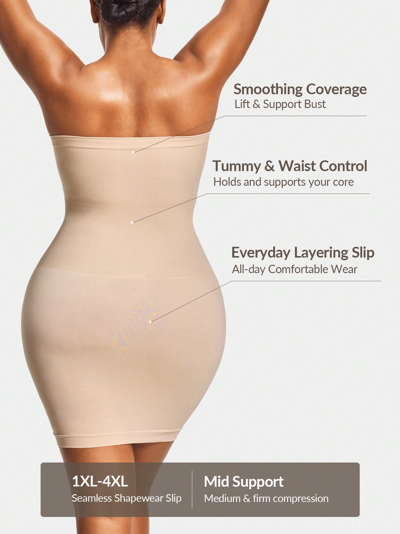 Strapless Full Body Shapewear Dress - Bust Lift, Tummy Control & Natural Butt Enhancement
