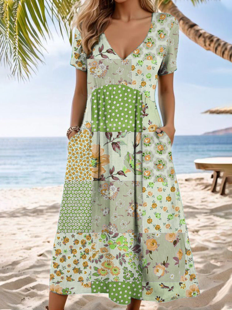 Womens Pocket Digital Print Dress