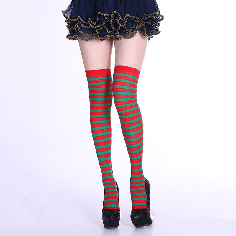 Rainbow Colorful Striped Stockings For Halloween Party