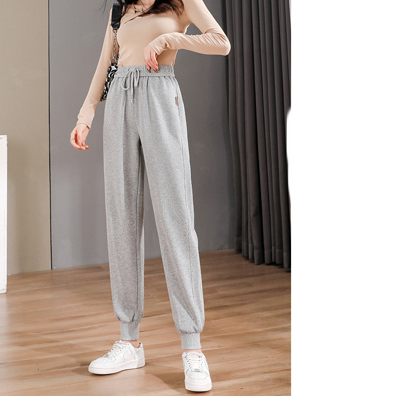 Women's Spring And Autumn Thin Loose Black Sports Pants