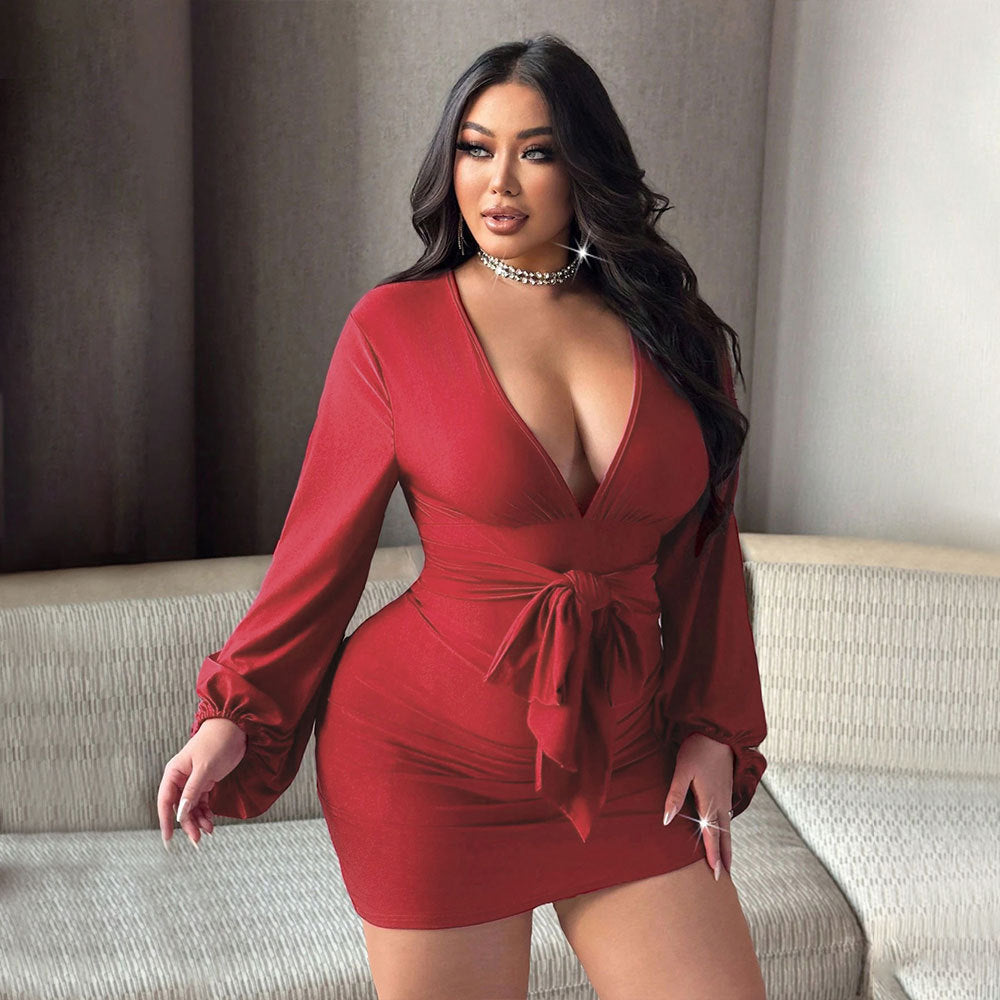 V-neck Summer High-waisted Sheath Cocktail Dress